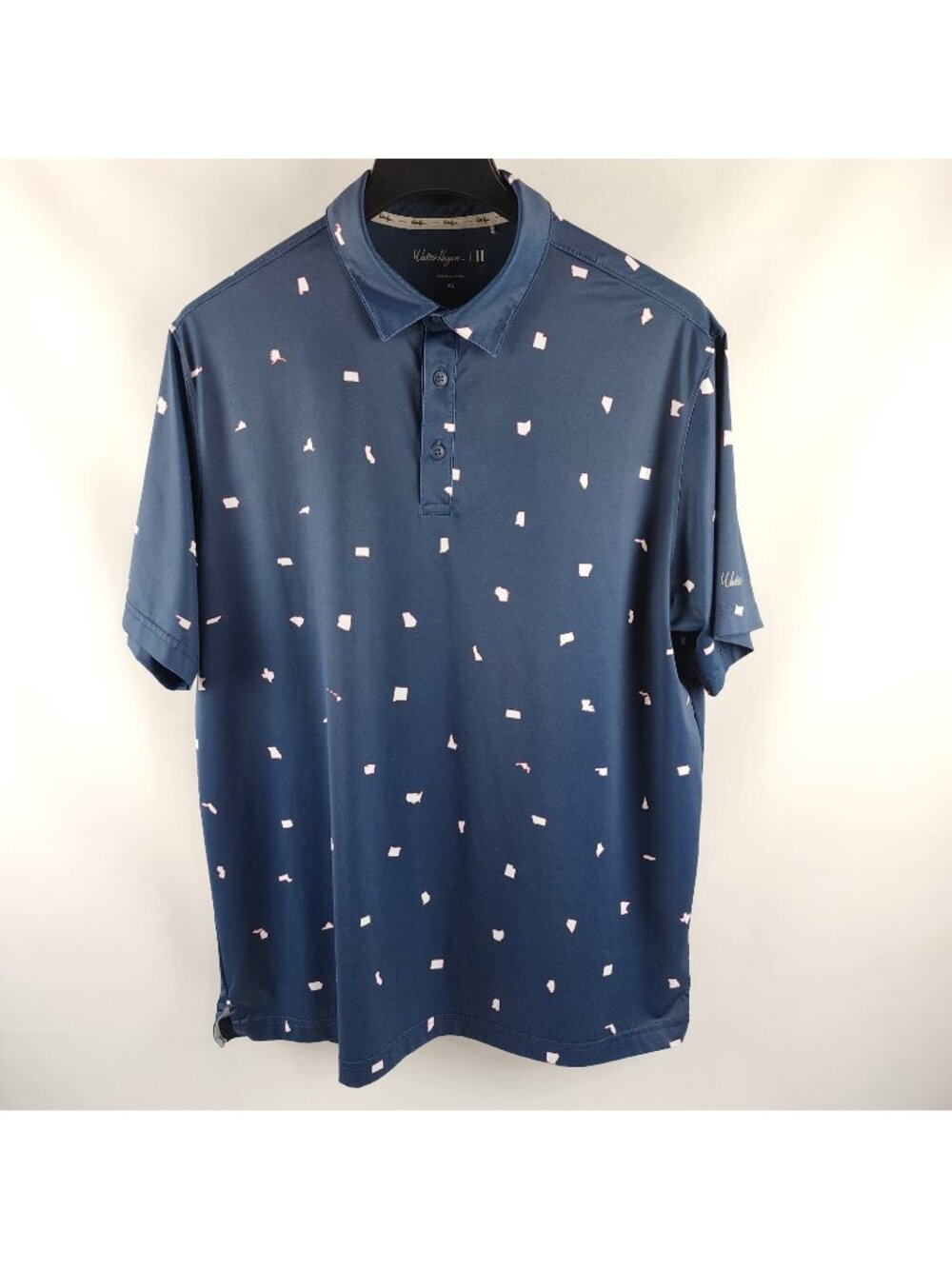 Walter Hagen Shirt Mens XL Blue II All Over United States Print S/S Golf Polo